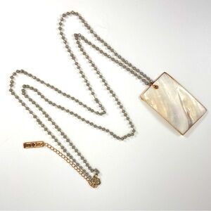 Jane Marie Gray Glass Beaded Gold Tone Chain Blister Mother of Pearl Necklace